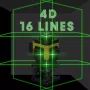 Лазерний 4D 16-лінійний зелений рівень, самовирівнюється для виміру перетину ліній на 360° в чемодані