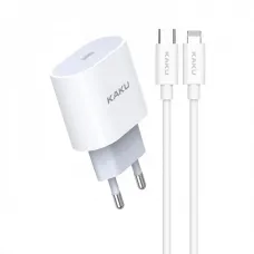 Зарядний пристрій 220V KAKUSIGA KSC-547 (Вихід Type-C)+кабель Type-C-Lightning(Apple) 20W