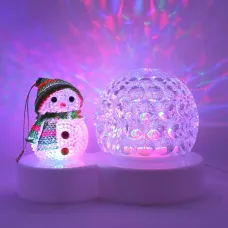 Лампа на підставці куля + сніговик новорічна RGB (RD-5001)