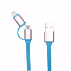 Кабель 2в1 USB-MicroUSB/Iph-USB U1 лапша в кольорі