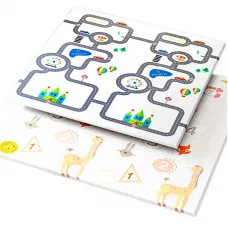 Дитячий ігровий двосторонній килимок "ДОРОГА машинка - ЦИФРИ тварини" 2м*1,8м (товщина-1см)